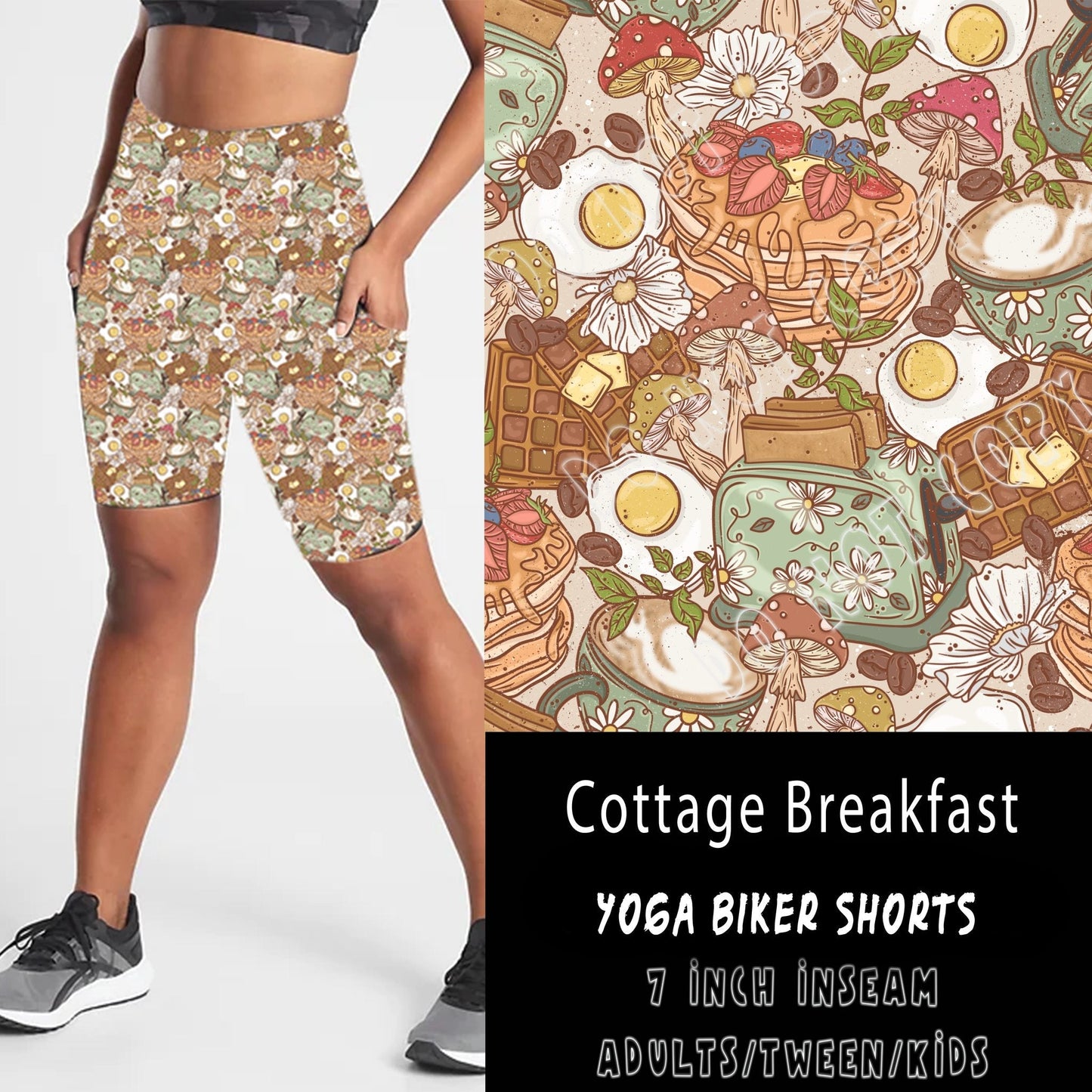 COTTAGE CORE 2 - BREAKFAST- POCKET BIKER SHORTS