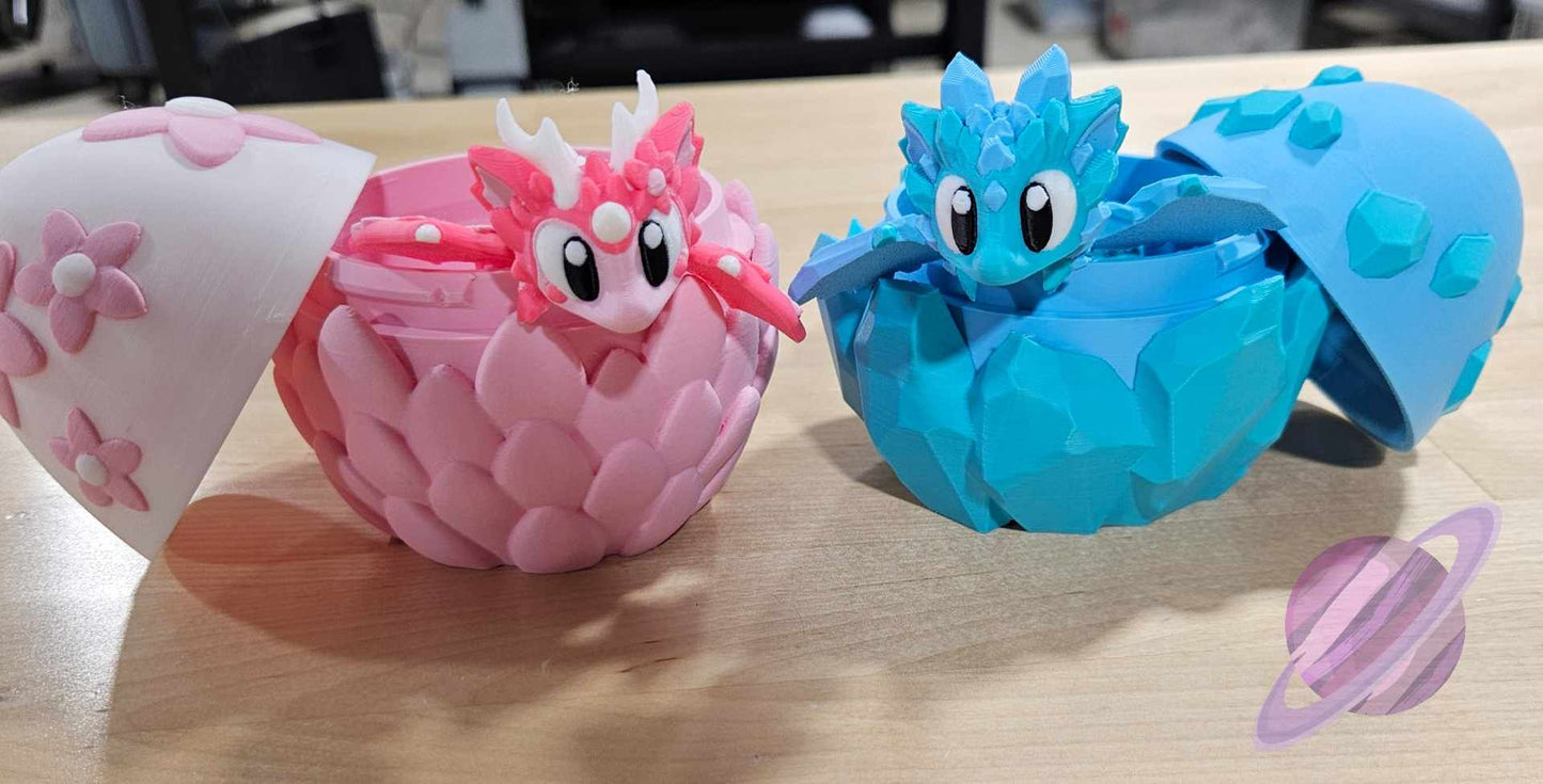 3D PRINTED BLUE CRYSTAL DRAGON AND EGG