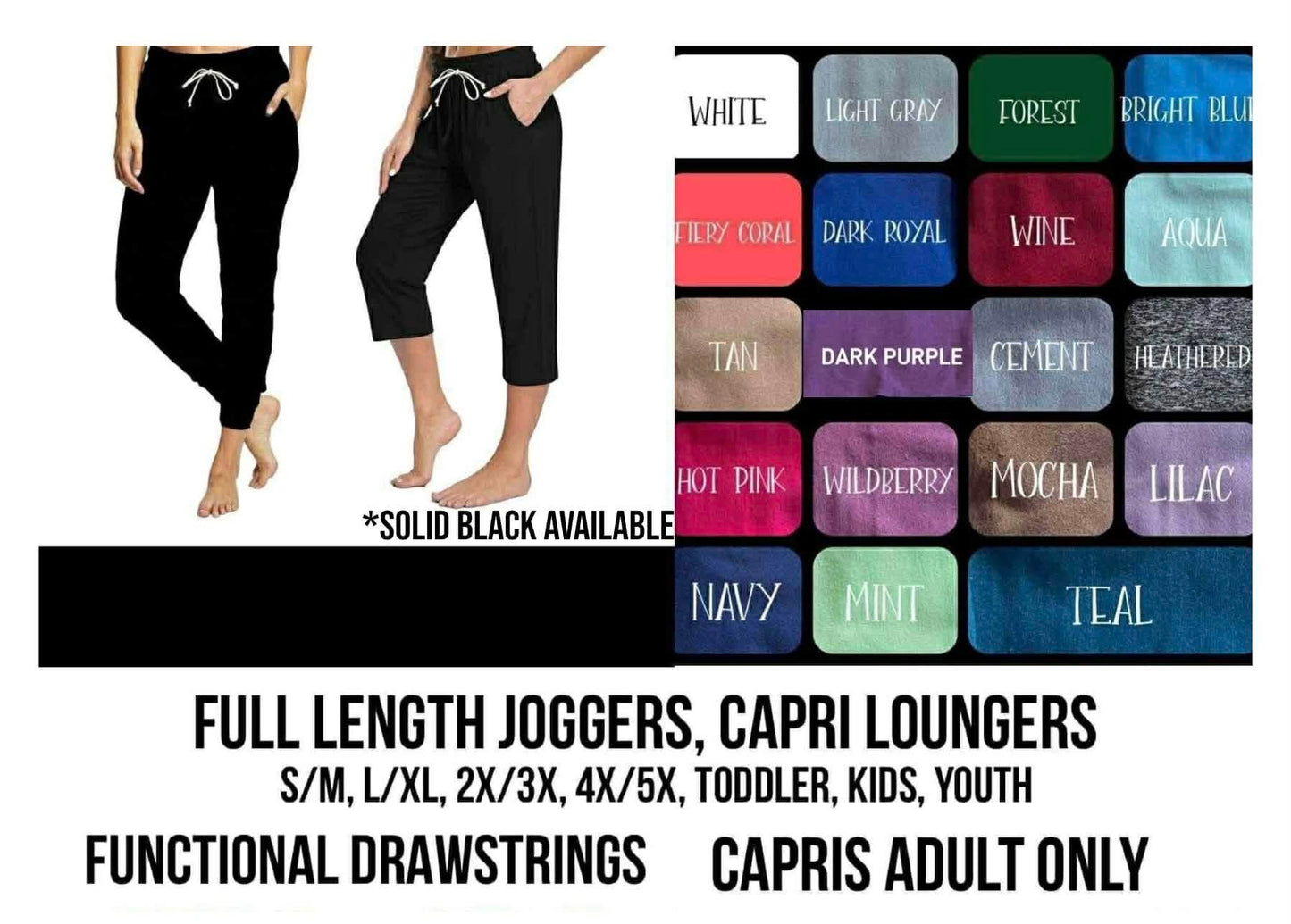 SL6S - Solid Colors Capri Loungers/Joggers with Pockets - Preorder Closing 5/28 ETA: Late July