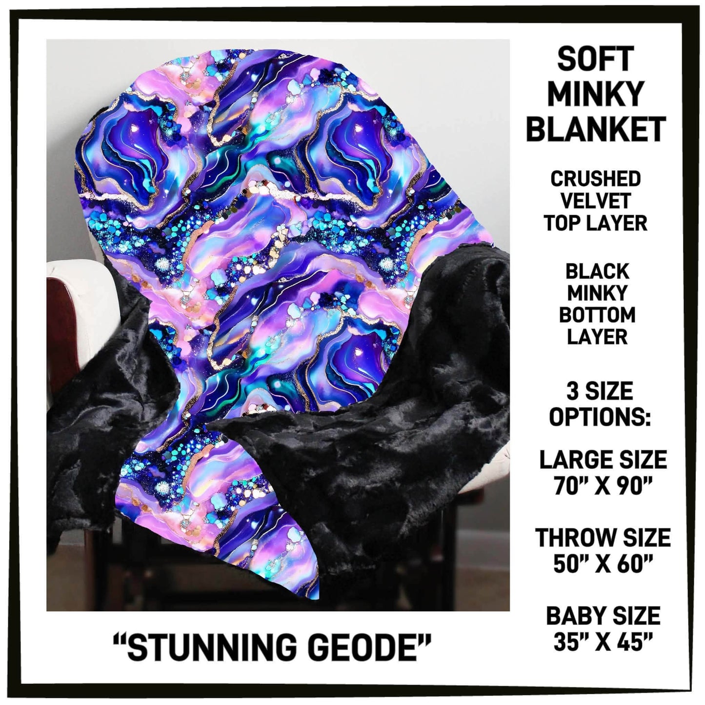 MI8B - Stunning Geode Minky Blanket - Preorder Closing 7/15 ETA: Late Sept