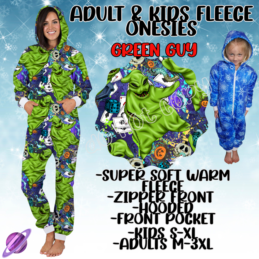 GREEN GUY - ADULT & KIDS FLEECE ONESIES CLOSING 9/28