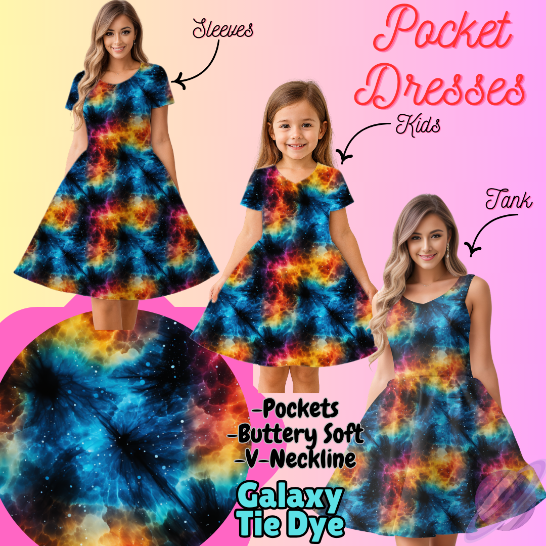 GALAXY TIE DYE-POCKET DRESS PREORDER-CLOSING 3/16