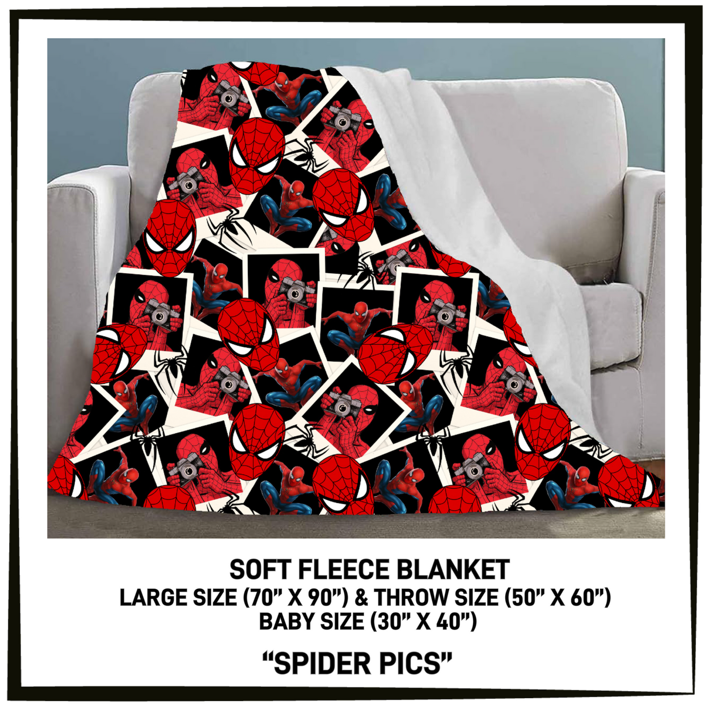 FC7B - Spider Pics Fleece Blanket - Preorder Closing 8/26 ETA: Late Oct