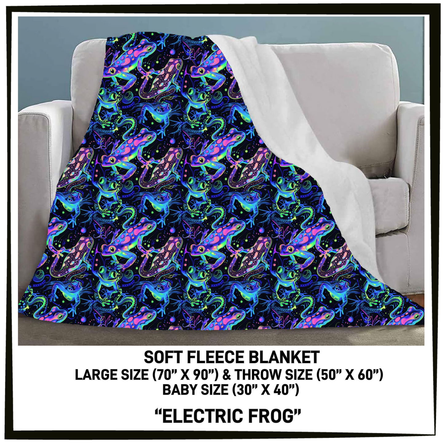 FC7B - Electric Frog Fleece Blanket - Preorder Closing 8/26 ETA: Late Oct