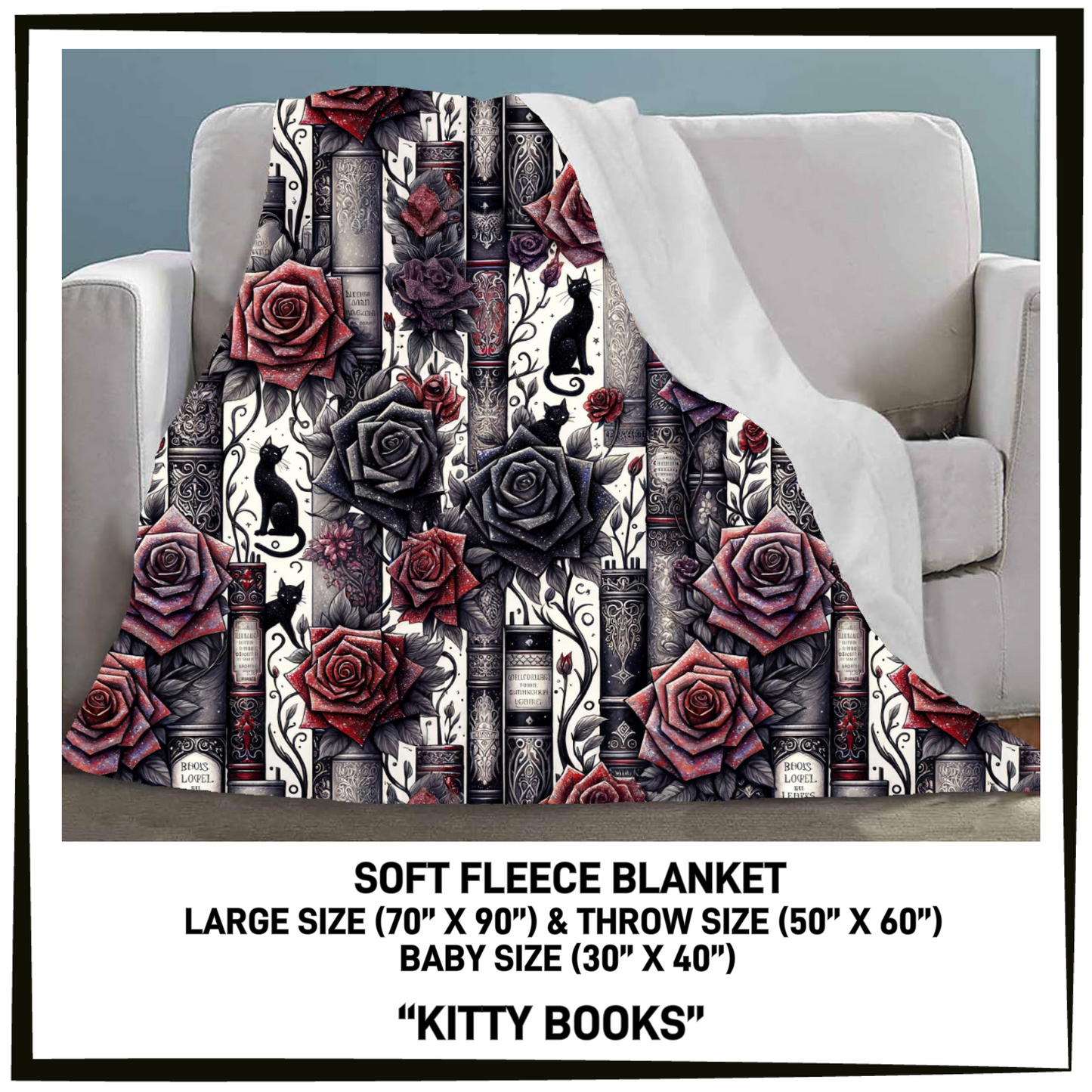 FC7B - Kitty Books Fleece Blanket - Preorder Closing 8/26 ETA: Late Oct