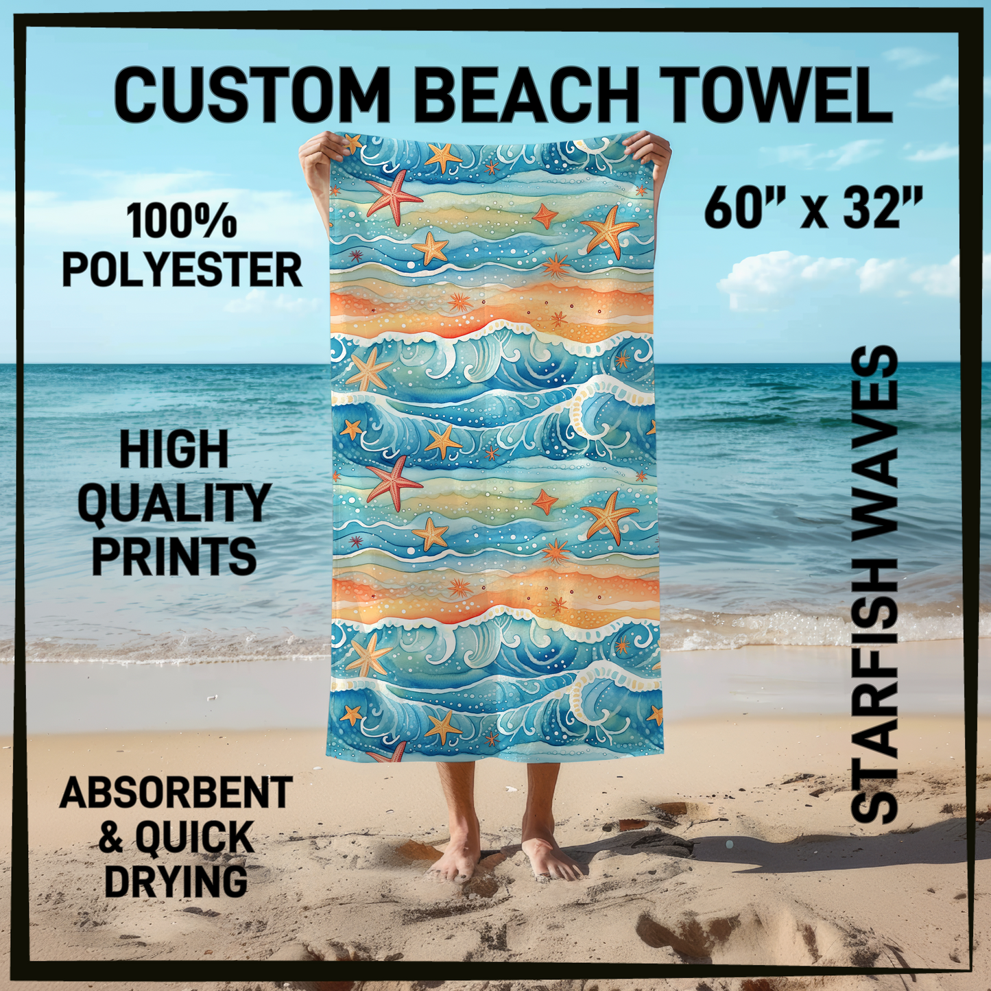 B9TW - Starfish Waves Beach Towel - Preorder Closing 6/2 ETA: Early August
