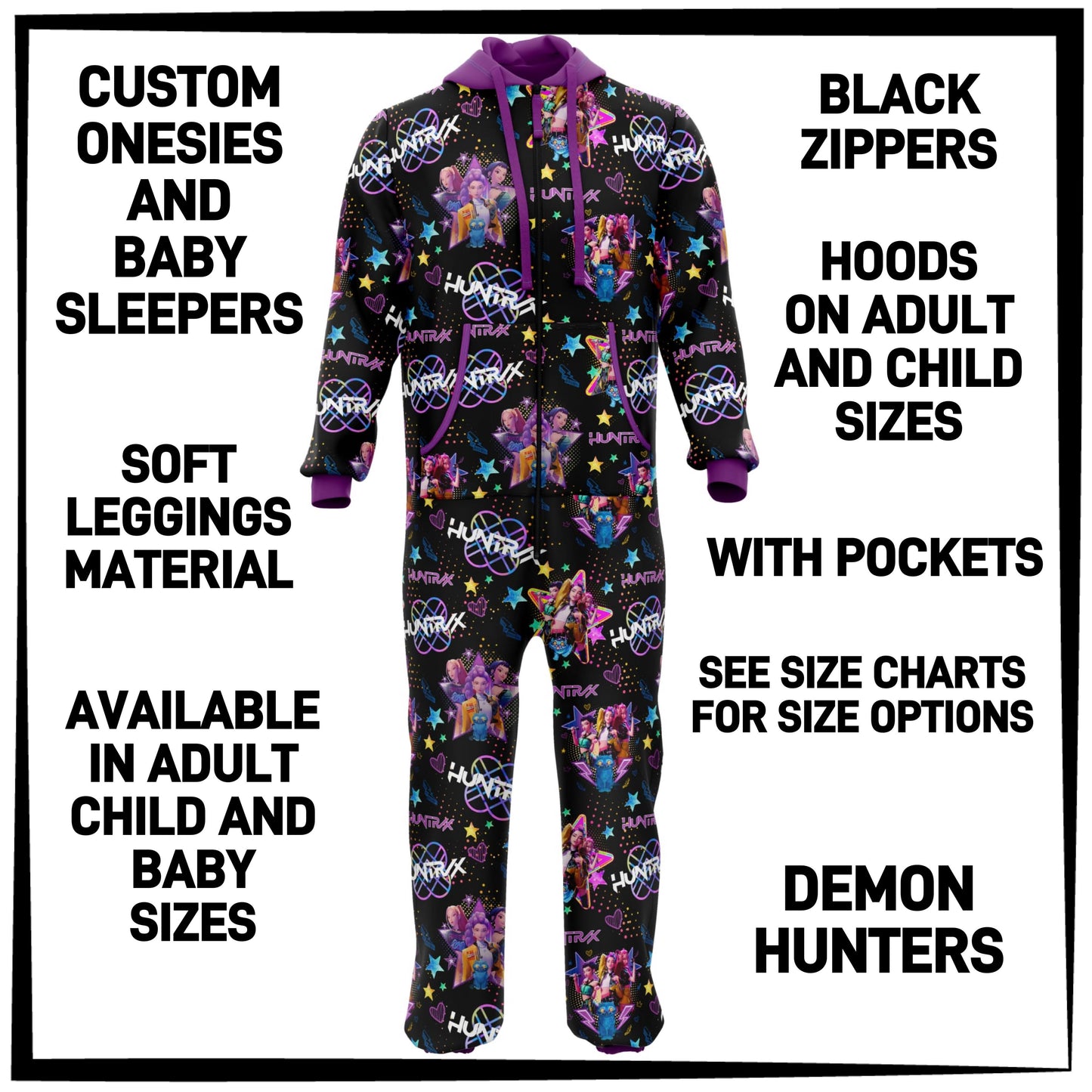 ON1S - Demon Hunters Adult/Child Onesie/Baby Sleeper - Preorder ETA: Early Nov