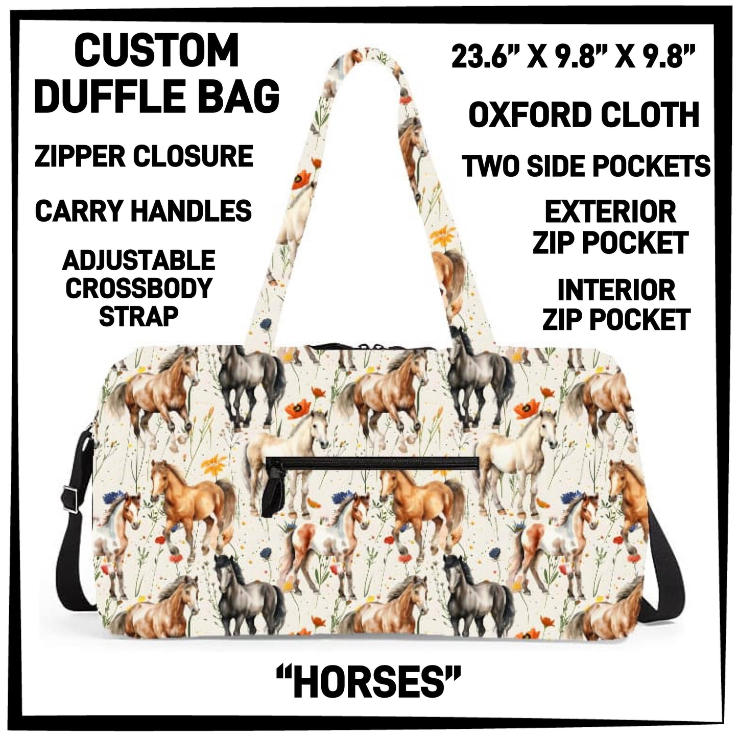 DF2B - Horses Duffel Bag - Preorder ETA: Early Nov
