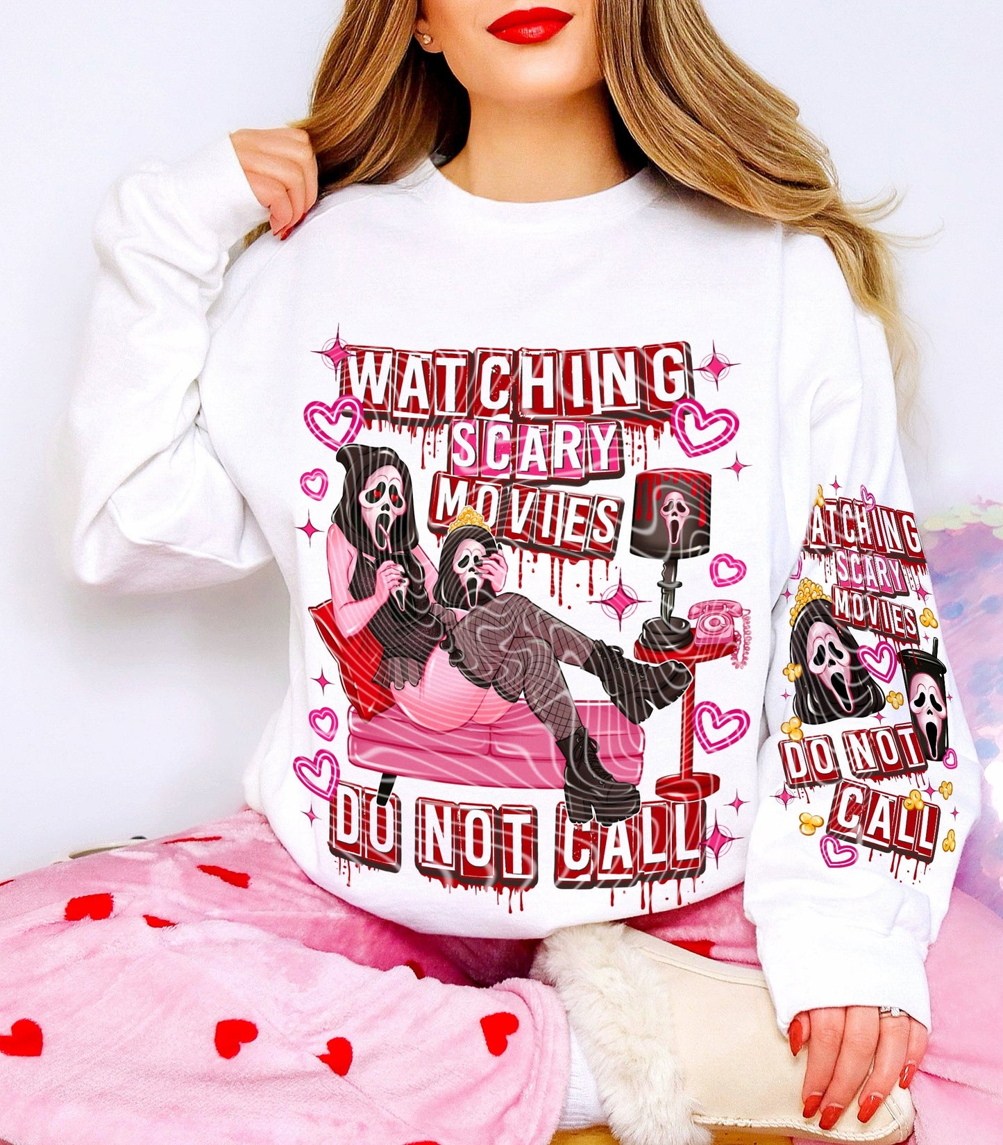 SCARY MOVIES SWEATSHIRT W/ SLEEVE PRINT