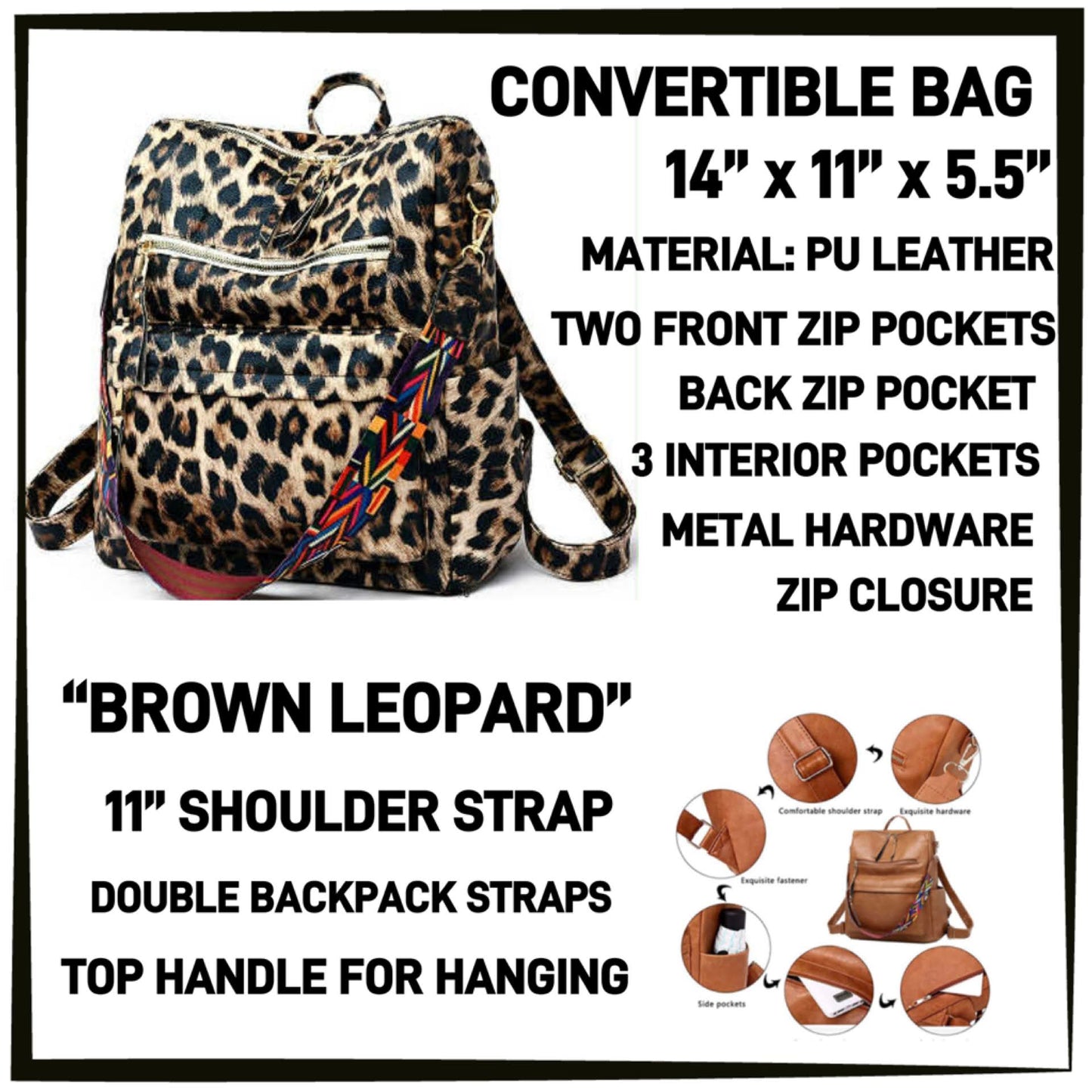 CV1B - Brown Leopard Convertible Bag - Preorder ETA: Mid-Dec