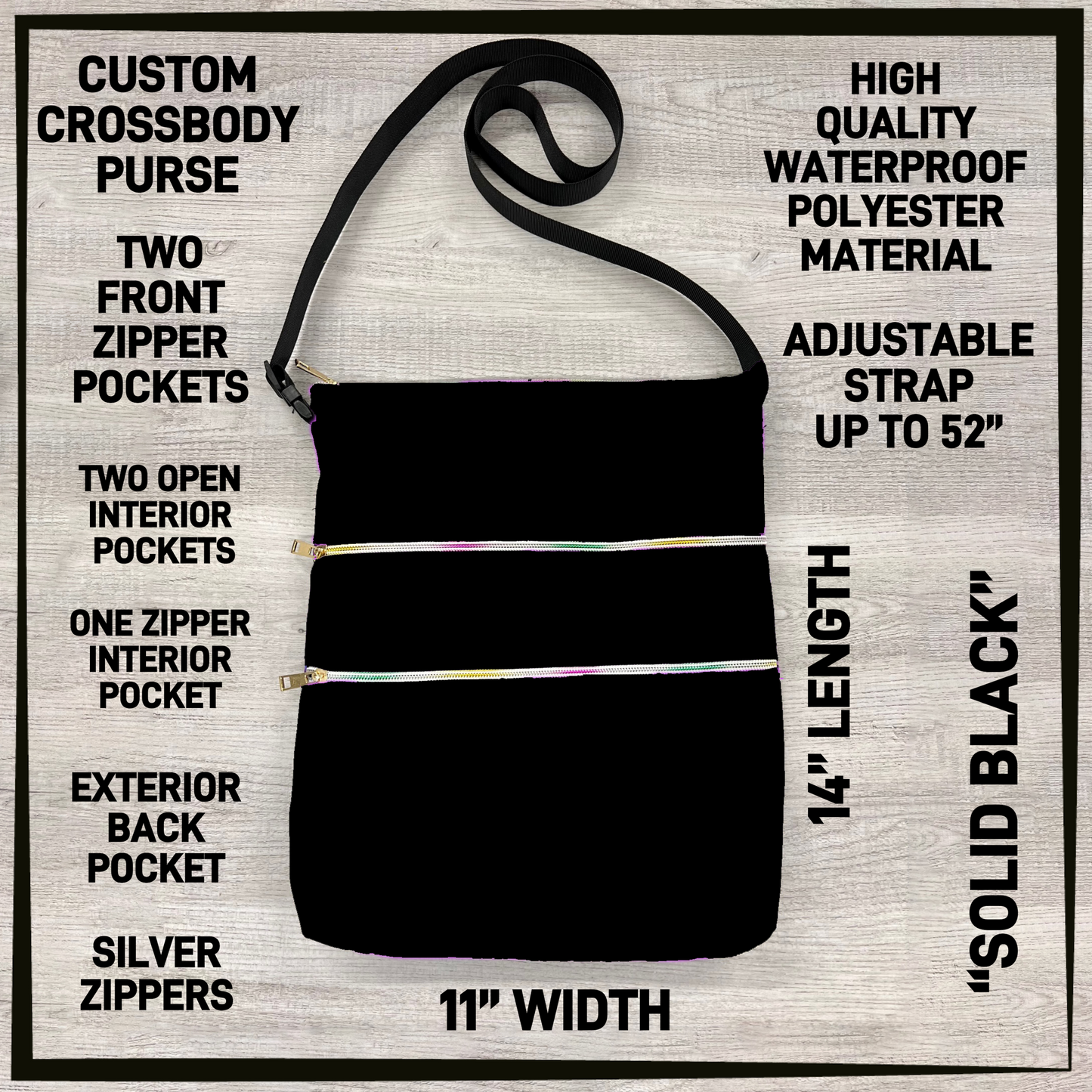C5BU - Solid Black Crossbody Purse - Preorder Closing 3/24 ETA: Late June