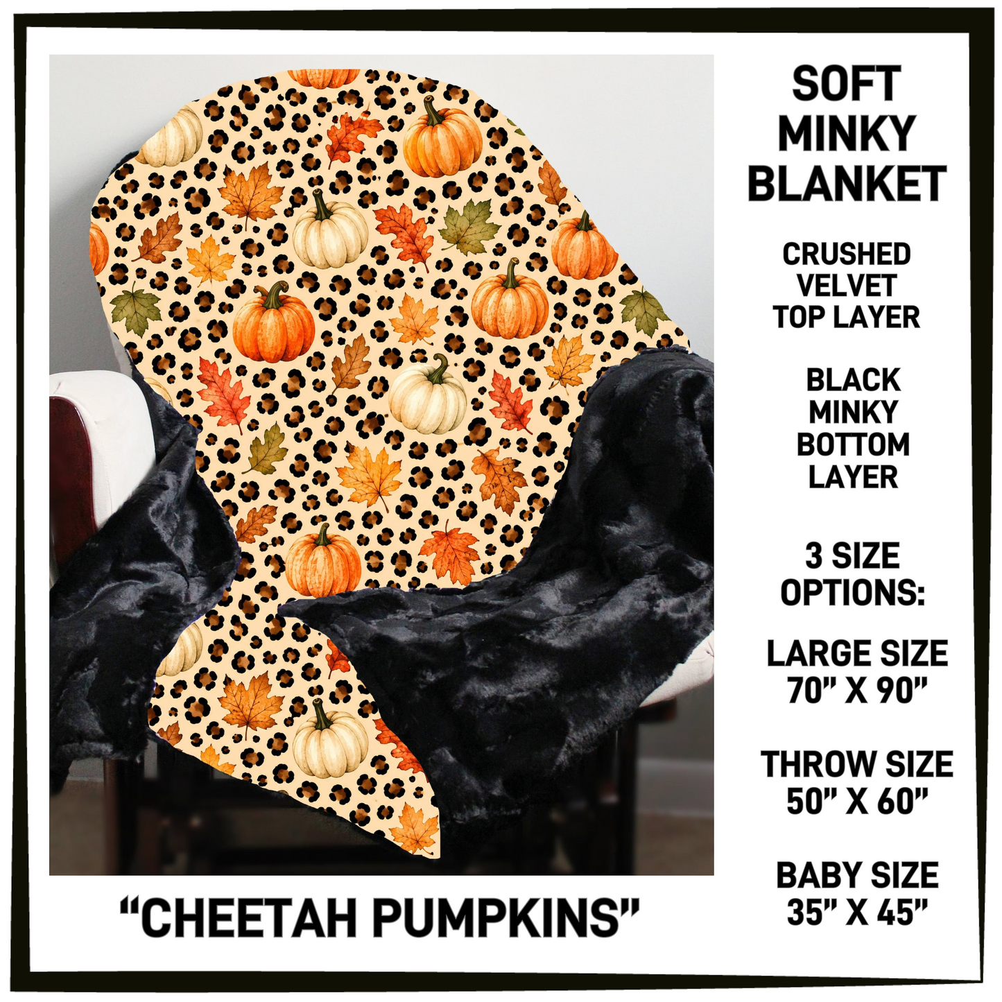 AU1M - Cheetah Pumpkins Minky Blanket - Preorder Closing 9/2 ETA: Late Oct