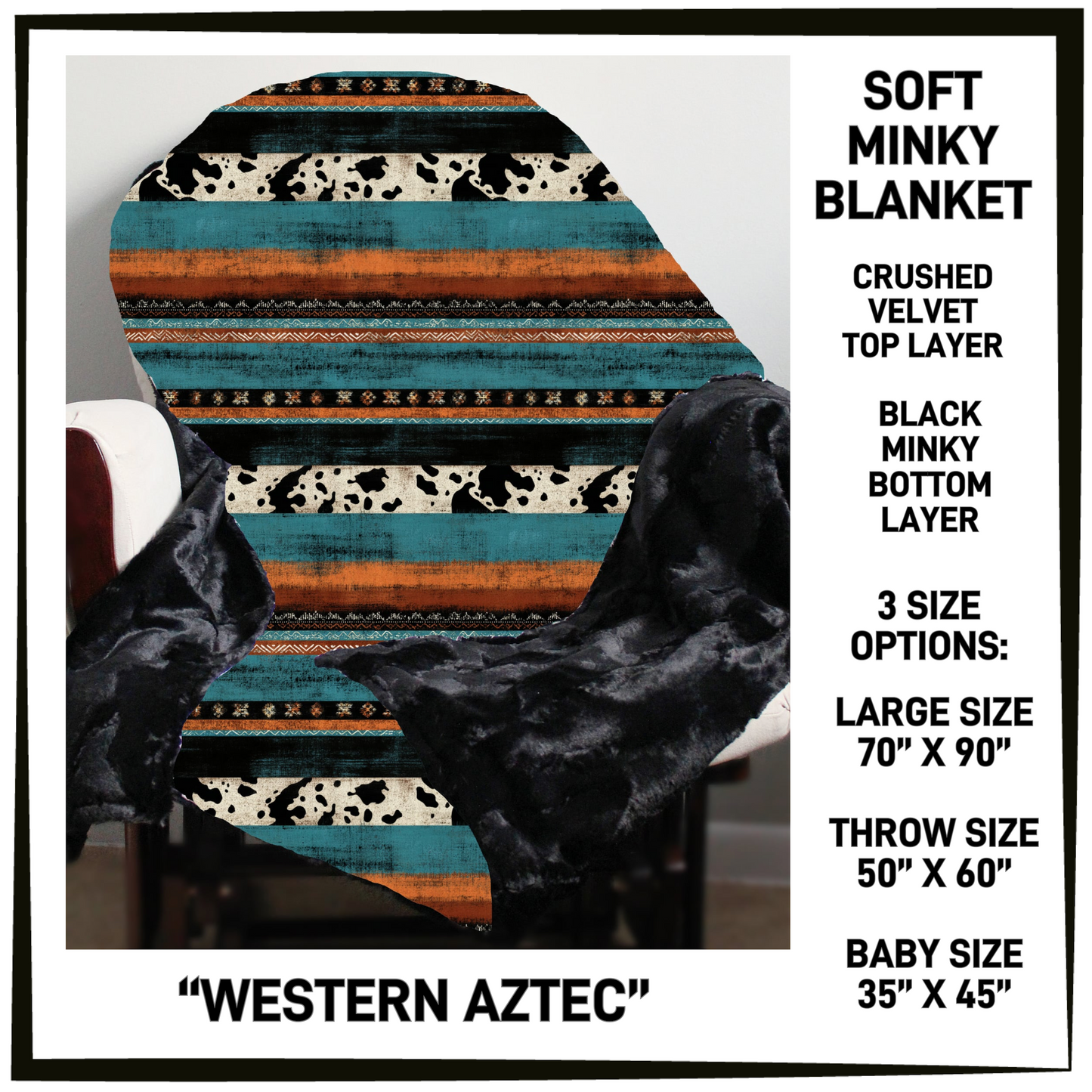 AU1M - Western Aztec Minky Blanket - Preorder Closing 9/2 ETA: Late Oct