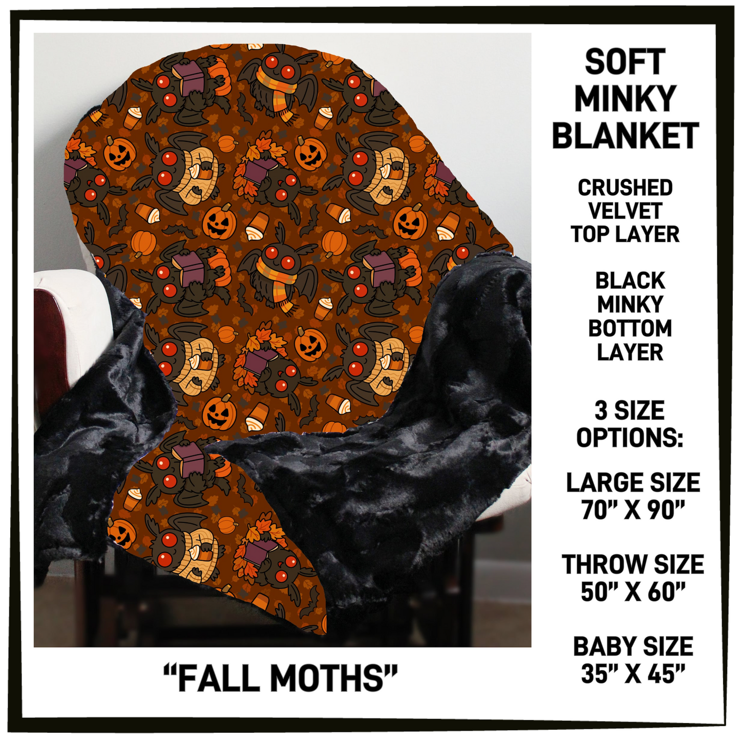 AU1M - Fall Moths Minky Blanket - Preorder Closing 9/2 ETA: Late Oct