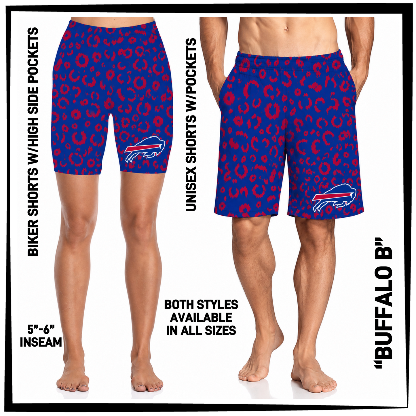 MS1S - Buffalo B Biker/Unisex Shorts with Pockets - Preorder Closing 6/4 ETA: Early Aug
