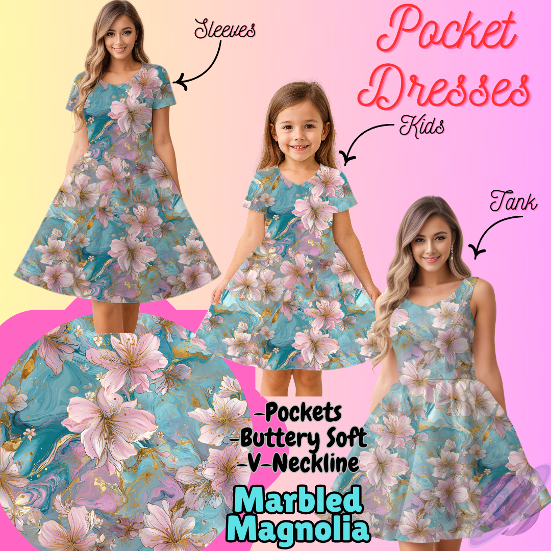 MARBLED MAGNOLIA-POCKET DRESS PREORDER-CLOSING 3/16