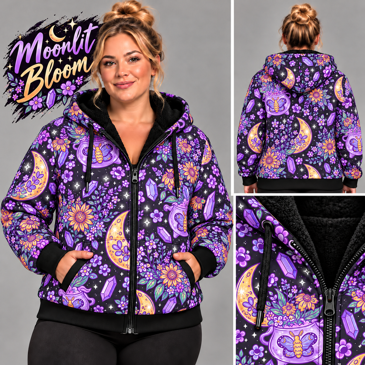 Moonlit Bloom-FLEECE LINED HOODED JACKET-PREORDER CLOSING 11/9