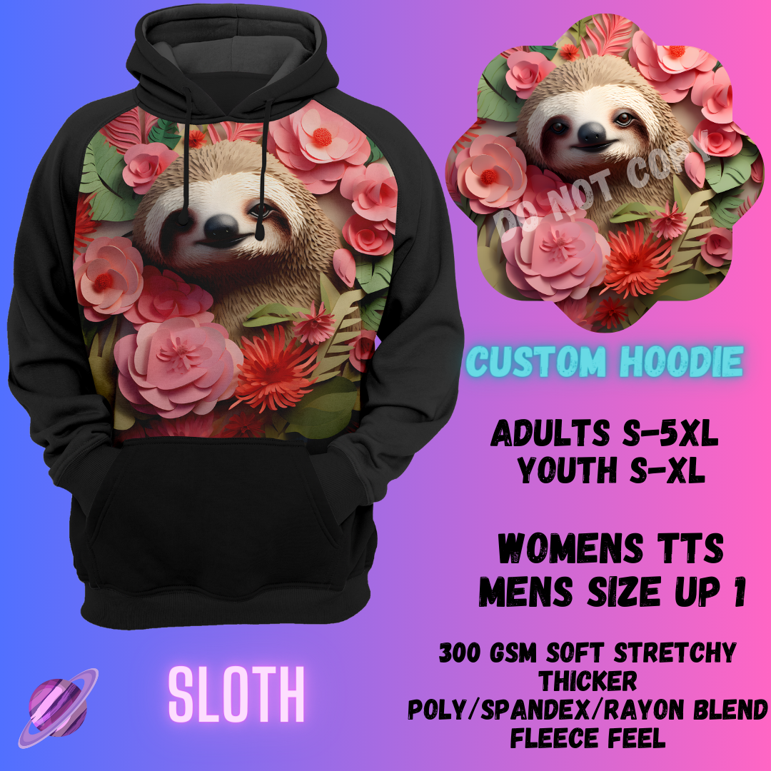 3D ART HOODIE RUN-SLOTH- PREORDER CLOSING 2/16
