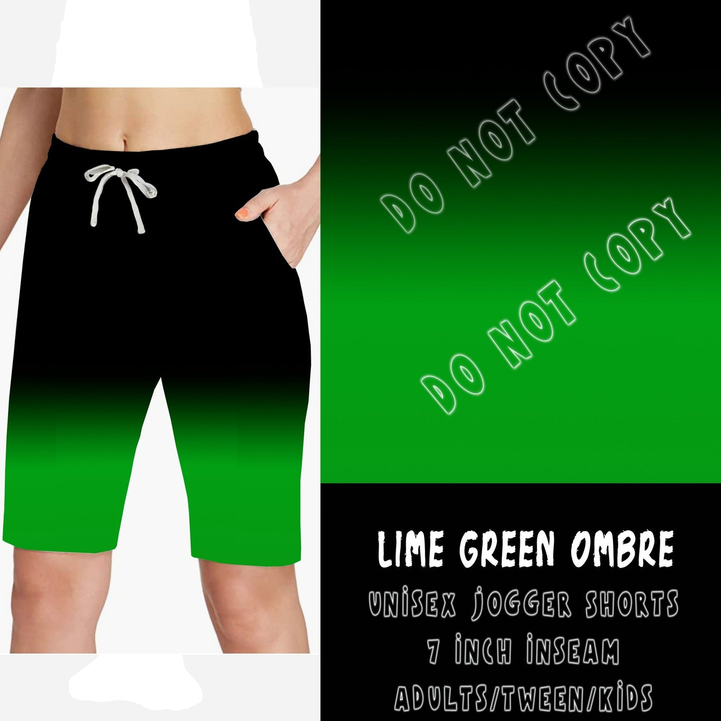 LIME GREEN - OMBRE RE-RUN - POCKET JOGGER SHORTS PREORDER CLOSING 3/10- ETA APRIL