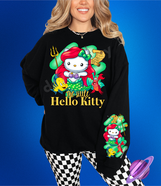 MER KITTY- CREWNECK SWEATSHIRT  W/ SLEEVE PRINT