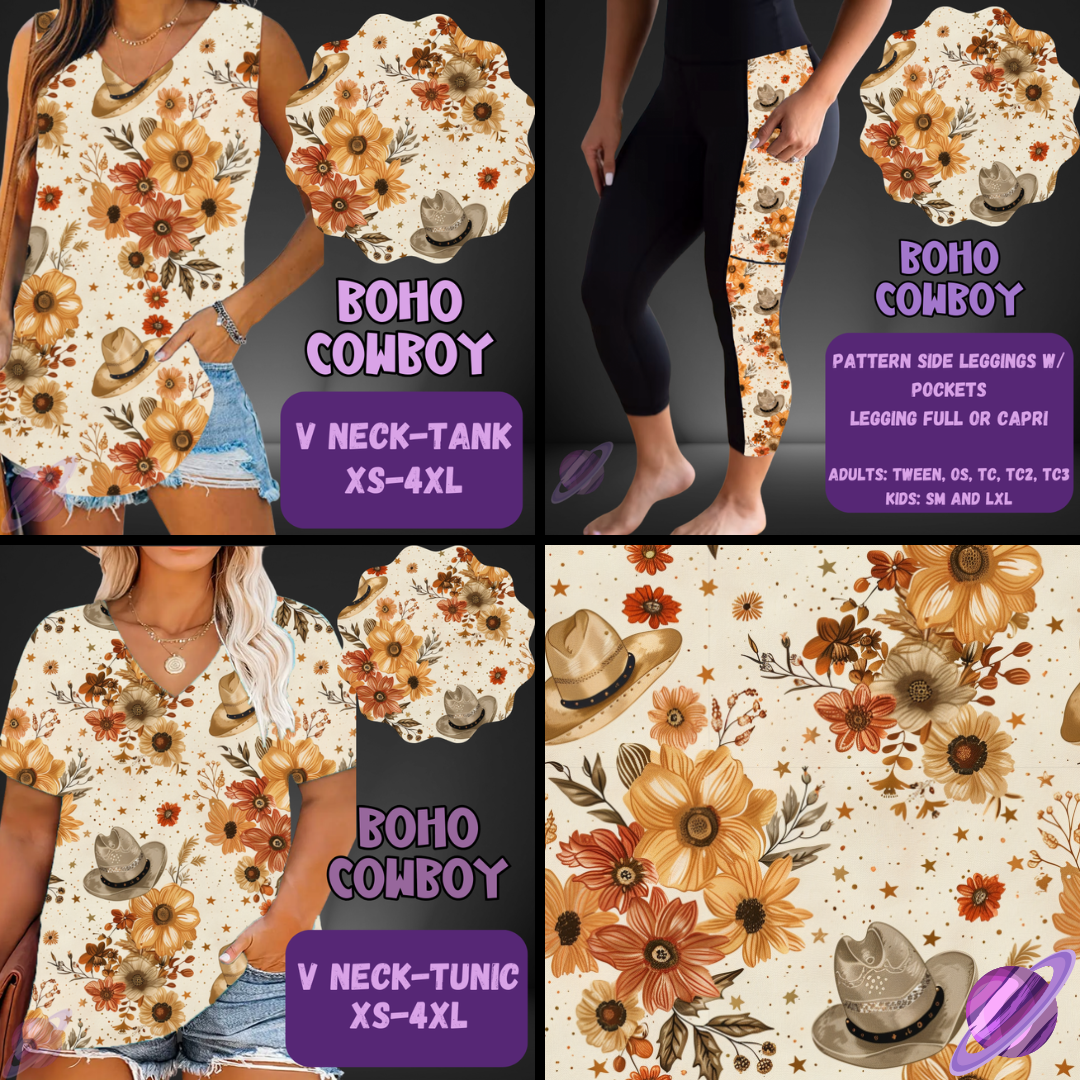BOHO COWBOY-PATTERN PANEL OUTFIT RUN-SOFT CLOSE 7/10 HARD CLOSE 7/12