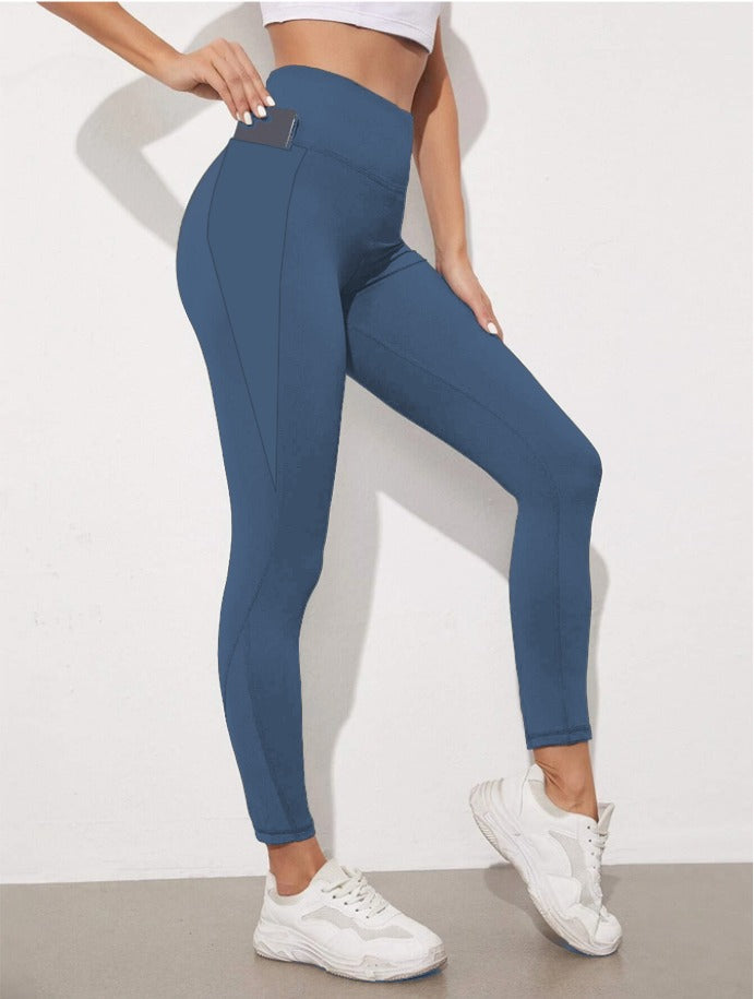 FALL SOLIDS RUN-BLUE GREY PANEL POCKET LEGGINGS-PREORDER CLOSING 11/15-ETA JAN