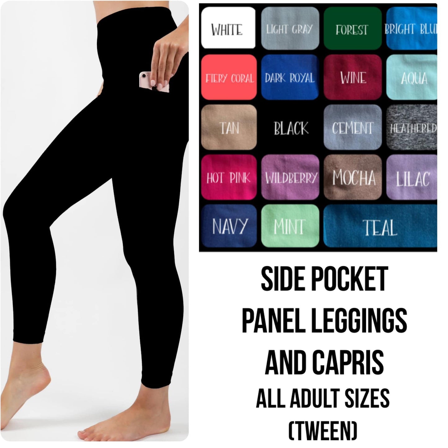 SO3S - Solid Color Leggings with Square Side Pocket Panel - Preorder Closing 3/10 ETA: Mid-May