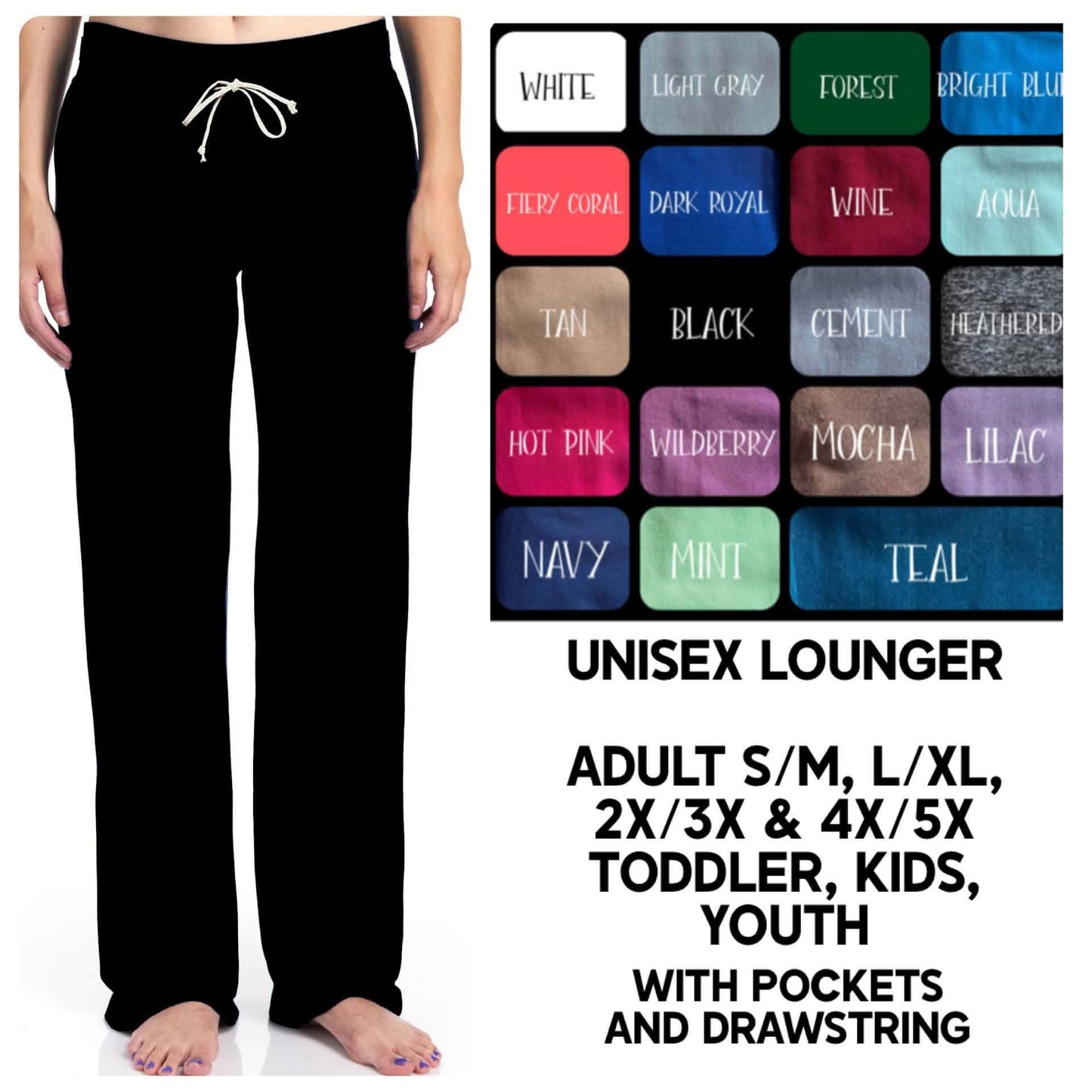 A6SB - Solid Colors Unisex Loungers - Preorder Closing 8/12 ETA: Late Sept