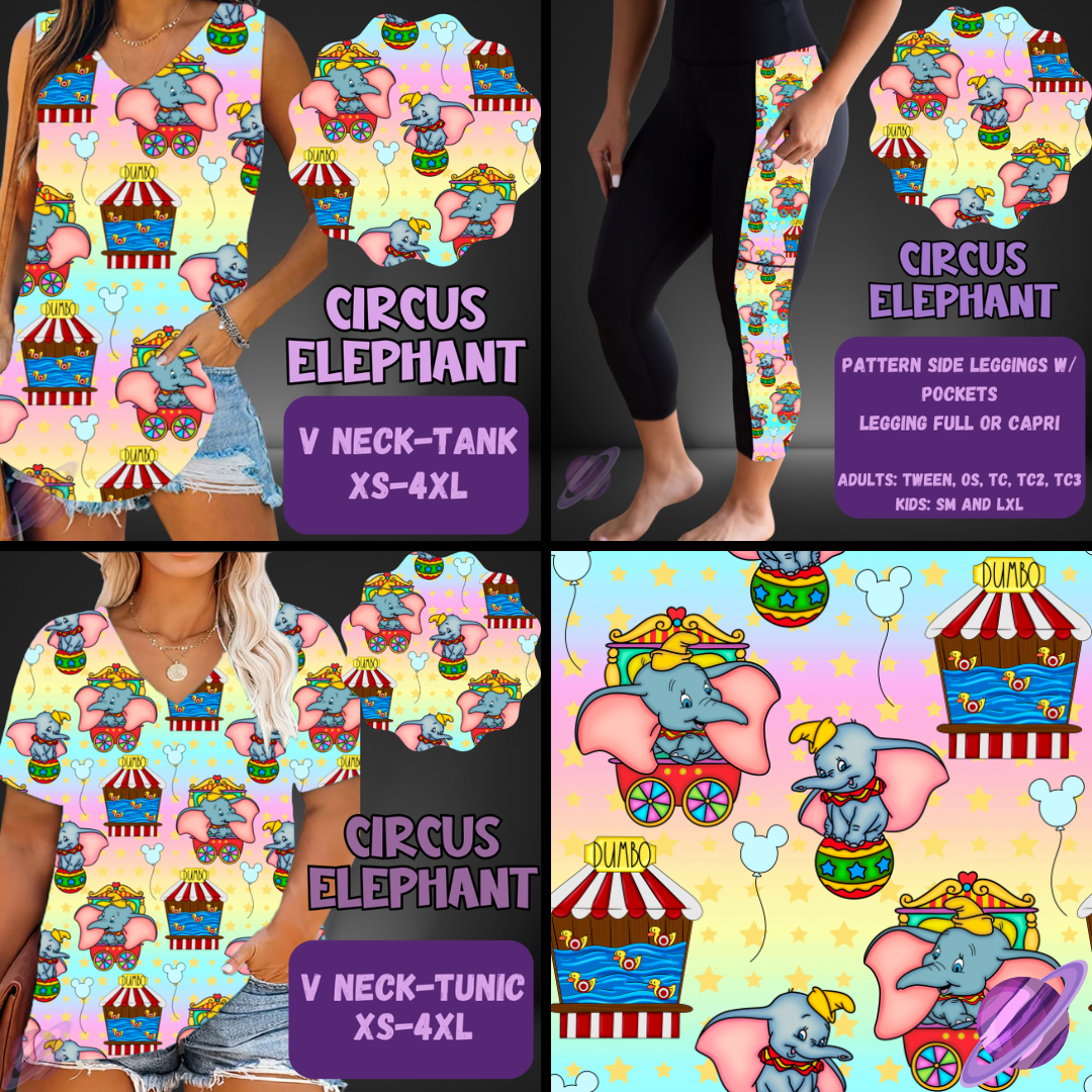CIRCUS ELEPHANT-PATTERN PANEL OUTFIT RUN-SOFT CLOSE 7/10 HARD CLOSE 7/12