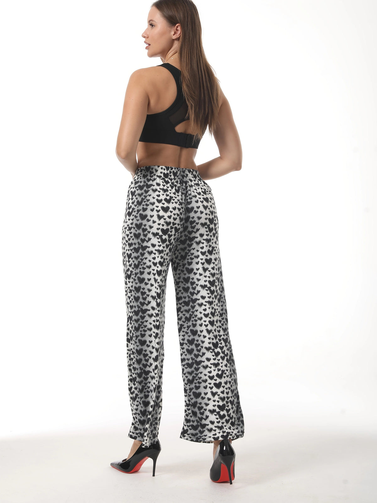 Leopard Print Wide Leg Pants – High-Waisted Stretch