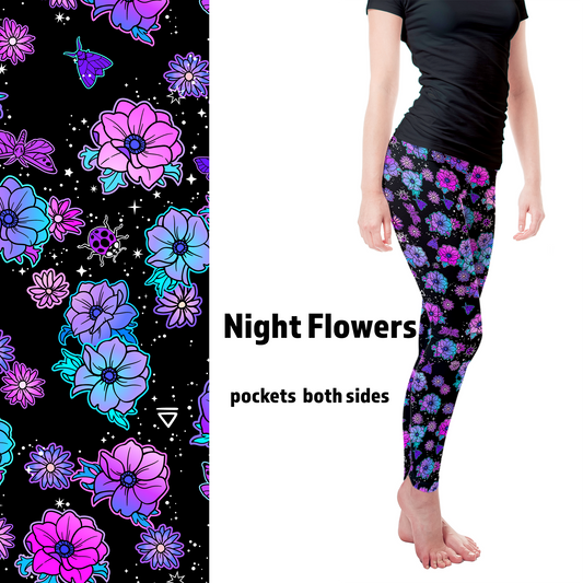 Night Flowers Pre Order Leggings with Pockets  closes 9/13 ETA 9/27