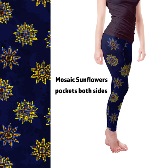 Mosaic Sun Flowers Pre Order Leggings with Pockets 9/13 ETA 9/27