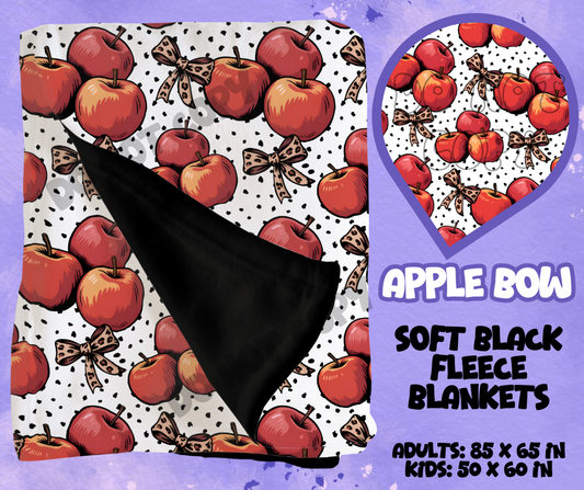 APPLE BOW - SOFT BLACK FLEECE THROWS RUN 12-PREORDER CLOSING 9/22