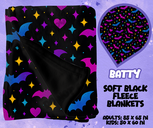 BATTY - SOFT BLACK FLEECE THROWS RUN 12-PREORDER CLOSING 9/22