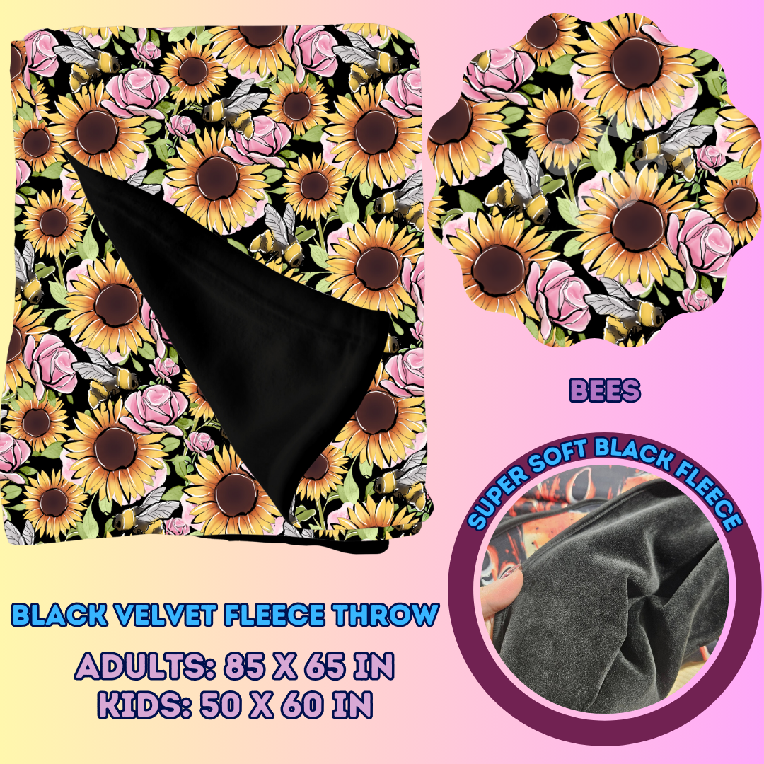 BEES - SOFT BLACK FLEECE THROWS 7 - PREORDER CLOSING 1/13