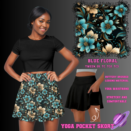 BLUE FLORAL -SKORT 4 PREORDER CLOSING 2/13