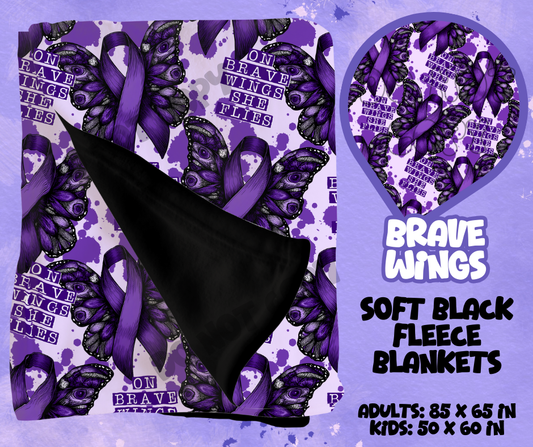 BRAVE WINGS - SOFT BLACK FLEECE THROWS RUN 12-PREORDER CLOSING 9/22