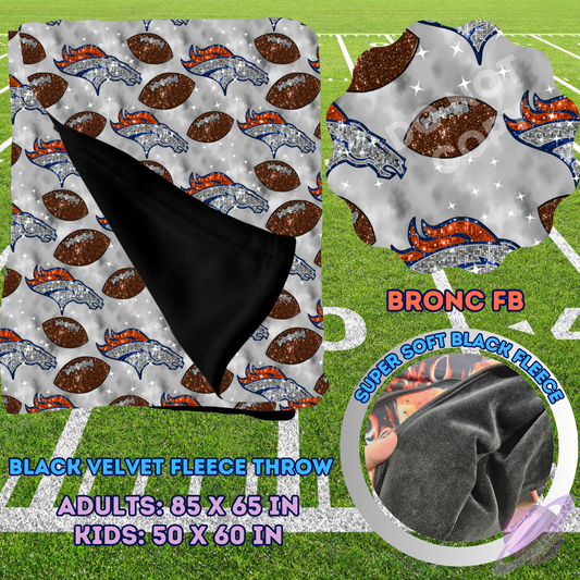 BRONC FB-SEQUIN THROW BLANKET RUN-SOFT CLOSE 8/9-HARD CLOSE 8/11
