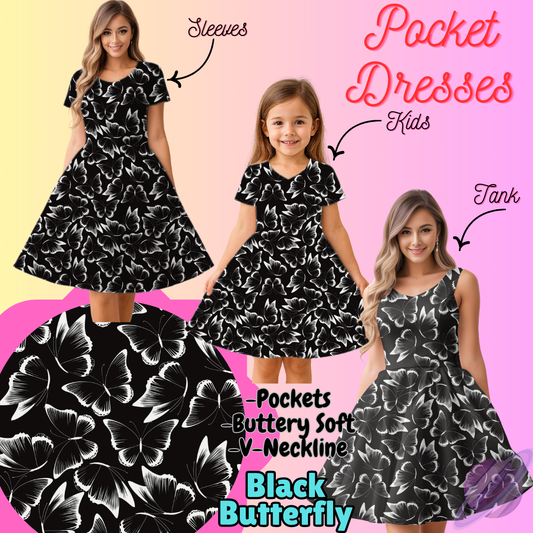 BLACK BUTTERFLY-POCKET DRESS PREORDER-CLOSING 3/16