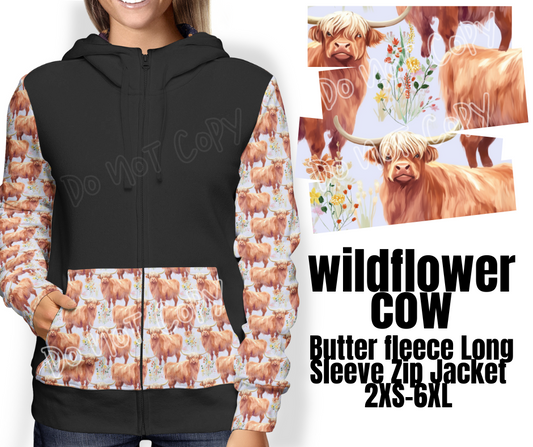 WILDFLOWER COW - BUTTER FLEECE LONG SLEEVE ZIP HOODIES PREORDER CLOSING 9/1 ETA END NOV