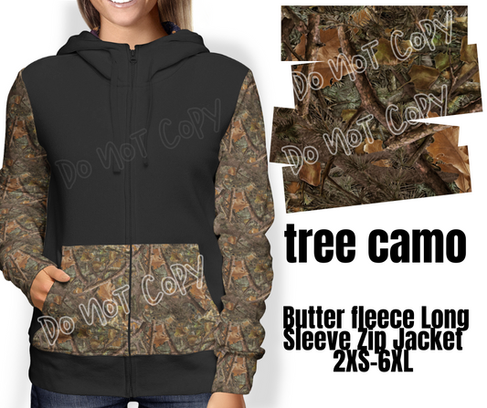 TREE CAMO - BUTTER FLEECE LONG SLEEVE ZIP HOODIES PREORDER CLOSING 9/1 ETA END NOV