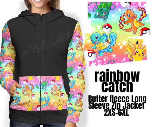 RAINBOW CATCH - BUTTER FLEECE LONG SLEEVE ZIP HOODIES PREORDER CLOSING 9/1 ETA END NOV