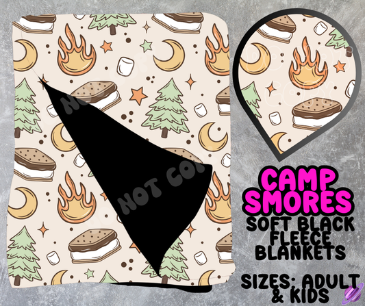 CAMP SMORES - SOFT BLACK FLEECE THROWS 10 - PREORDER CLOSING 5/4