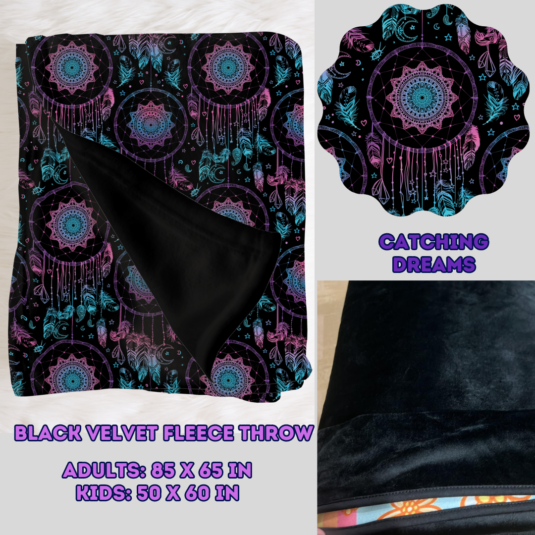 CATCHING DREAMS- SOFT BLACK FLEECE THROW BLANKETS 2- PREORDER CLOSING 11/22