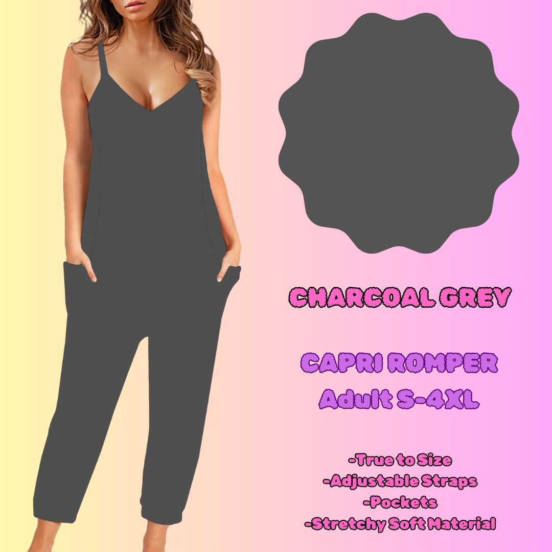 CHARCOAL GREY CAPRI ROMPER PREORDER CLOSING 2/23-ETA END APRIL