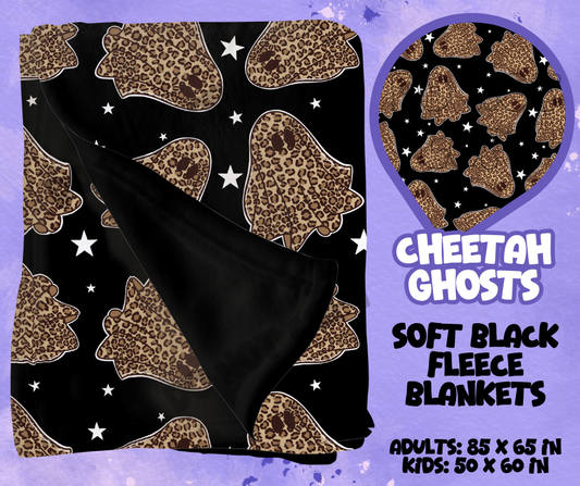 CHEETAH GHOSTS - SOFT BLACK FLEECE THROWS RUN 12-PREORDER CLOSING 9/22