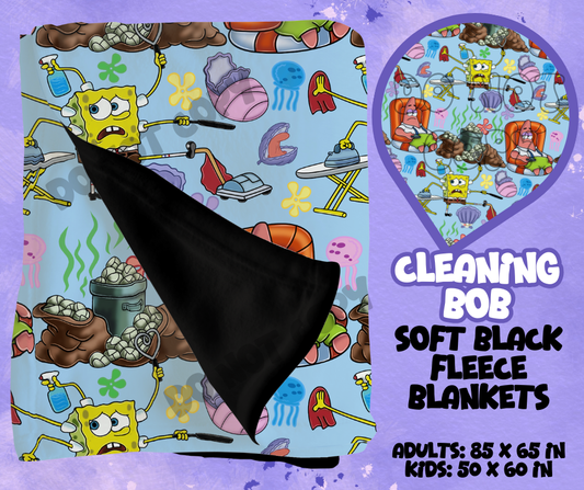 CLEANING BOB - SOFT BLACK FLEECE THROWS RUN 12-PREORDER CLOSING 9/22