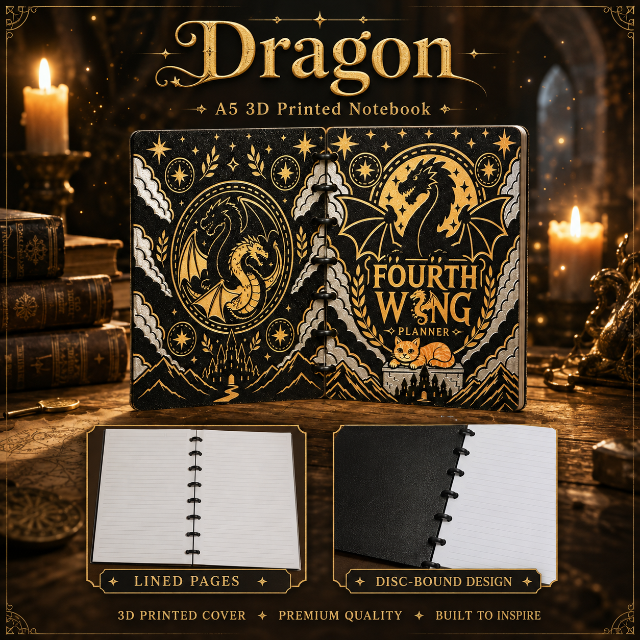 DRAGON WING INSP- 3D PRINTED REFILLABLE NOTEBOOK