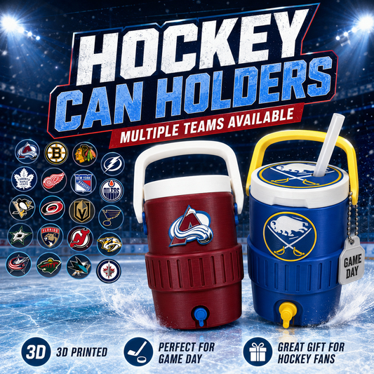 HOCKEY FAV TEAMS-3D PRINTED CUSTOM 12 OUNCE CAN HOLDERS