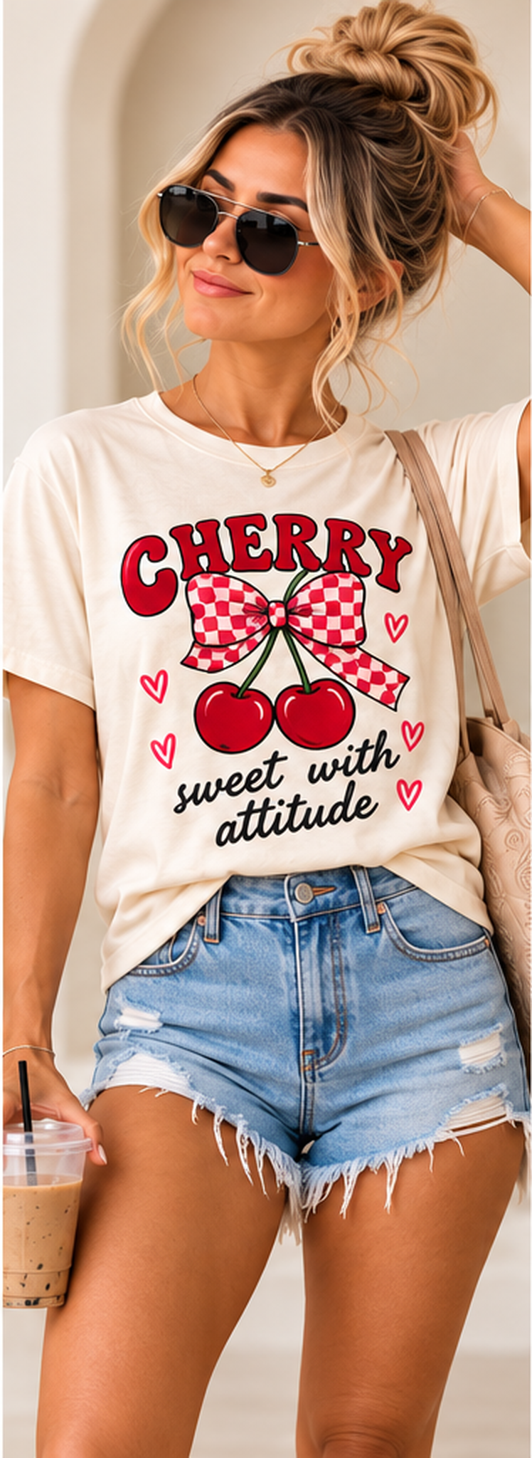 CHERRY CHECK TEE